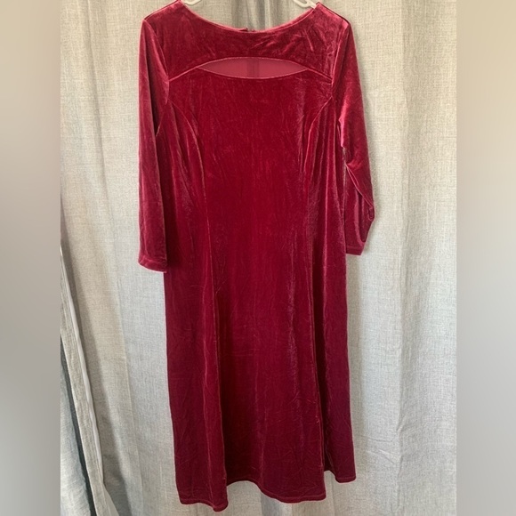 Susan Graver Wine Red Velvet Long Sleeve Midi Dress Large Missing Tags - Picture 1 of 5